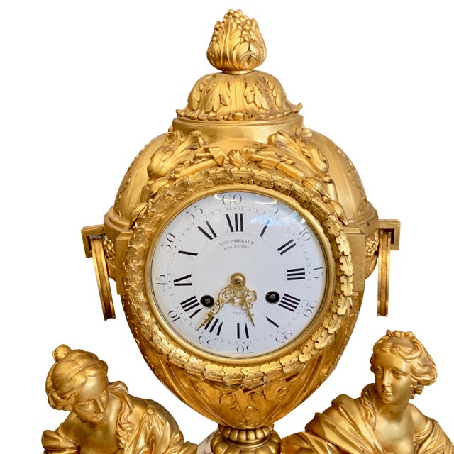 French Antique French Ormolu Mantel Clock by Victor Paillard, Paris – Gilt Bronze Figural Clock, 19th Century For Sale - Image 3 of 6