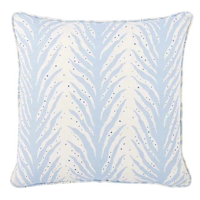 Mid-Century Modern Schumacher Creeping Fern 20" Pillow in Sky For Sale - Image 3 of 3