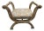 Mid 20th Century Italian Distressed Carved-Wood Curule Stool W/ Versace Pattern Seat Cushion For Sale