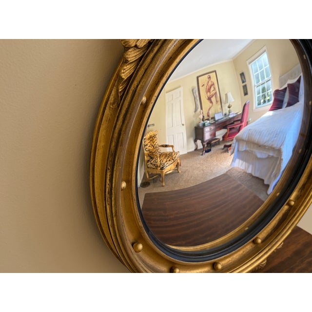 Mid-Century American Federal Giltwood Eagle Bullseye Convex Mirror For Sale - Image 10 of 12