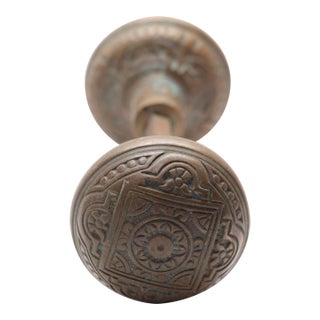 Pair of Antique Vernacular Bronze Corbin Passage Door Knobs For Sale