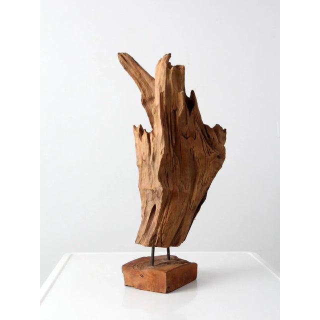 Mid-Century Wood Sculpture on Stand For Sale - Image 6 of 13