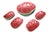 A 1989 hand crafted majolica serving bowl and four side bowls in the shape of a watermelon, by ceramicist Jan Pugh. Made...
