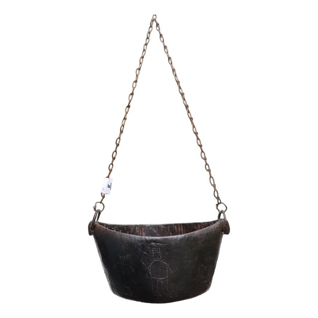 Vintage Wooden Kashkul Bowl, 1920s For Sale