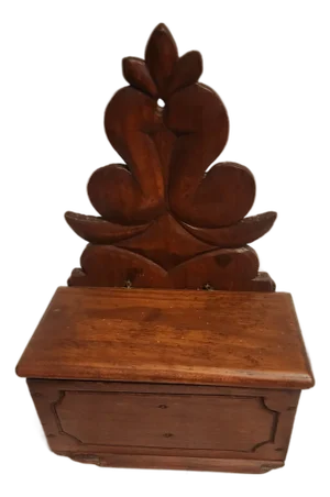 Vintage Carved Wood Primitive Salt Box
