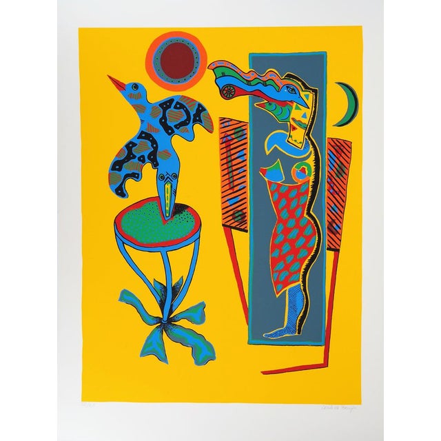Cécile De Bruijn, Woman With a Bird, 1950, Silkscreen For Sale - Image 7 of 7