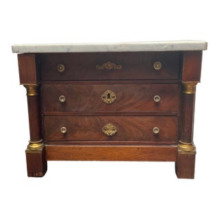 Late 19th Century Miniature French Empire Marble Top Commode For Sale