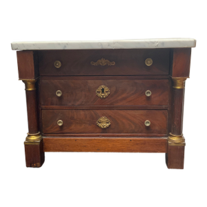 Late 19th Century Miniature French Empire Marble Top Commode