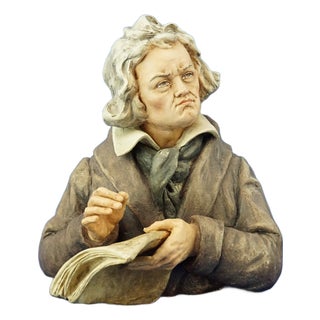 Ceramic Bust Sculpture of Composer Ludwig Beethoven by Antonio Borsato, Italy, 20th Century For Sale