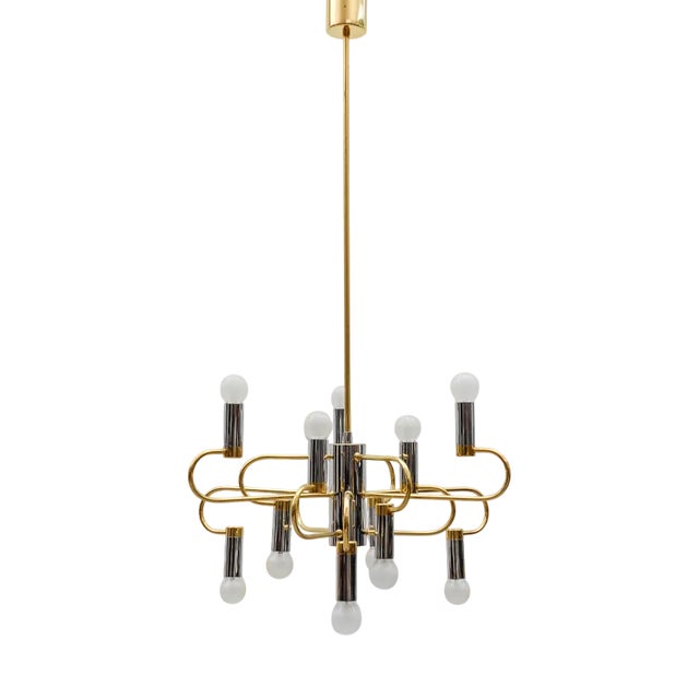 Mid-Century Modern Bicolor Orbit Ceiling Lamp, Italy, 1960s For Sale