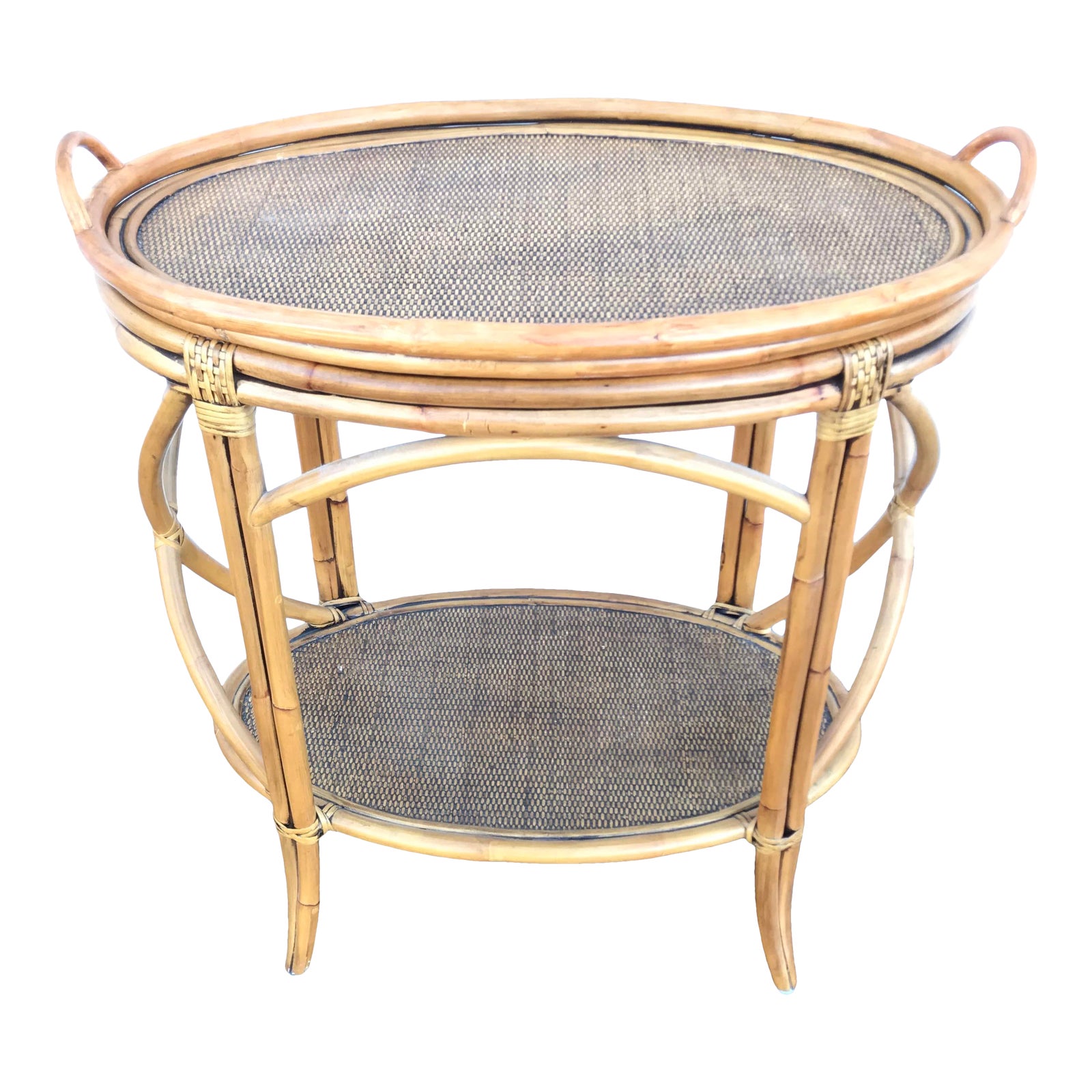 Chinoiserie Rattan Wicker Tray Occasional Table Chairish