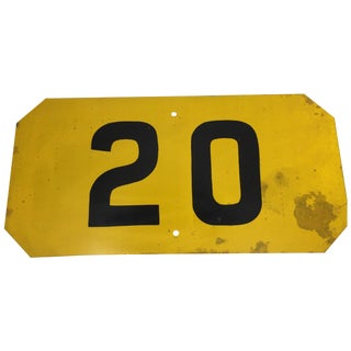 Vintage Yellow Railroad Train Speed Limit Sign For Sale