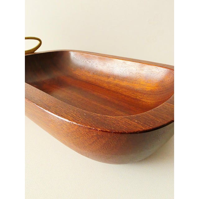Large Vintage Wooden Fruit Bowl with Brass Handles by Carl Auböck, 1950s For Sale - Image 14 of 18