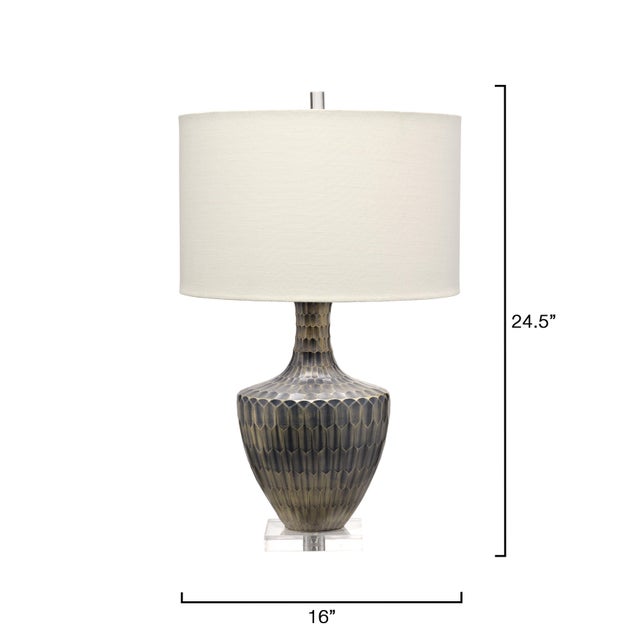 Modern Boa Table Lamp, Indigo Etched Glass For Sale - Image 3 of 6