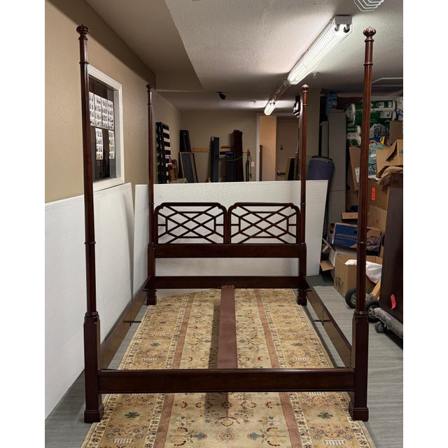 Design Plus Gallery presents a Queen Size Poster Bed Frame from Baker Furniture. The frame was made in the 1980s in a...