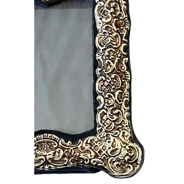 Buccellati 1970s Rococo Revival Silverplated Picture Frame With Floral Scrollwork and Crest Cartouche 8.5" X 6.5" for 4"x6" Image For Sale - Image 4 of 11