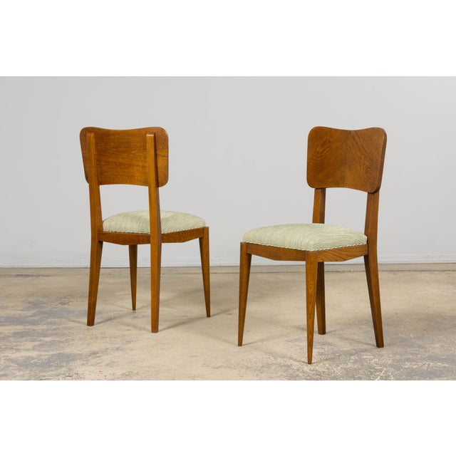 Set of Six French Art Deco Dining Chairs, Oak & Chenille, 1930s For Sale In New York - Image 6 of 18