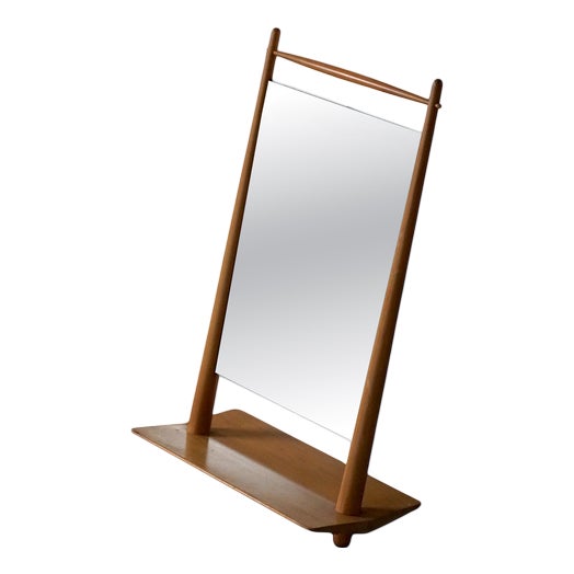 Mid-Century Scandinavian Standing Table Mirror in Wood, 1950s-1960s For Sale