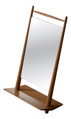 Mid-Century Scandinavian Standing Table Mirror in Wood, 1950s-1960s