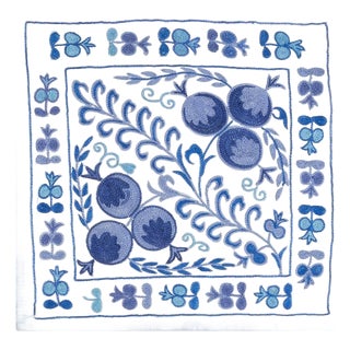 Suzani Textile Embroidered Silk Cushion Cover, Made in Uzbekistan. 17"x18" For Sale