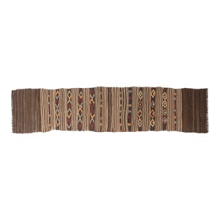 Mid 20th Century Handwoven Brown Tribal Hallway Rug For Sale