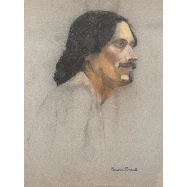 Portrait is a beautiful drawing in pastel and charcoal on paper realized by Fernand Renault (1865-1909) In good condition....