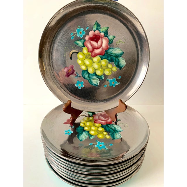 Handpainted Floral Dinner Plates by Edith Cockcroft - Set of 10 For Sale - Image 10 of 10