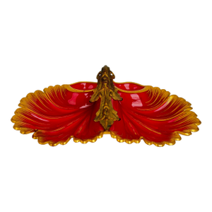 19th Century Bohemian Gilt Decorated Cranberry & Opaline Glass Dish