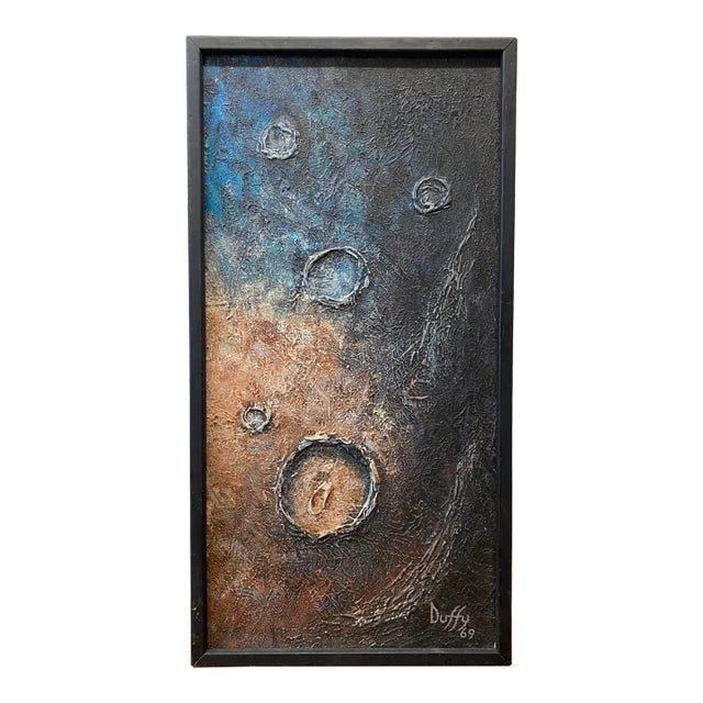 Mid Century Modern "Craters of the Moon" Original Oil Painting by Duffy C.1969 For Sale