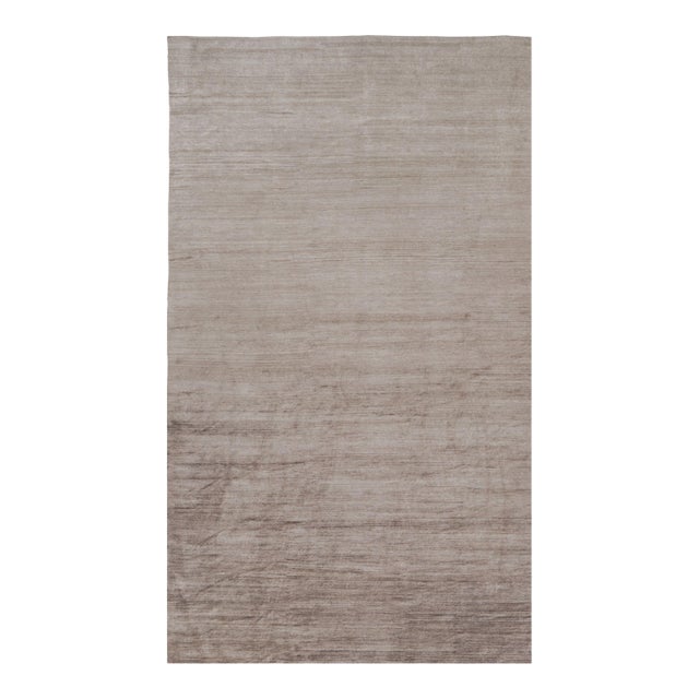 Rug & Kilim’s Oversized Modern Textural Rug in Brown, White and Beige Striae - 11x19 For Sale