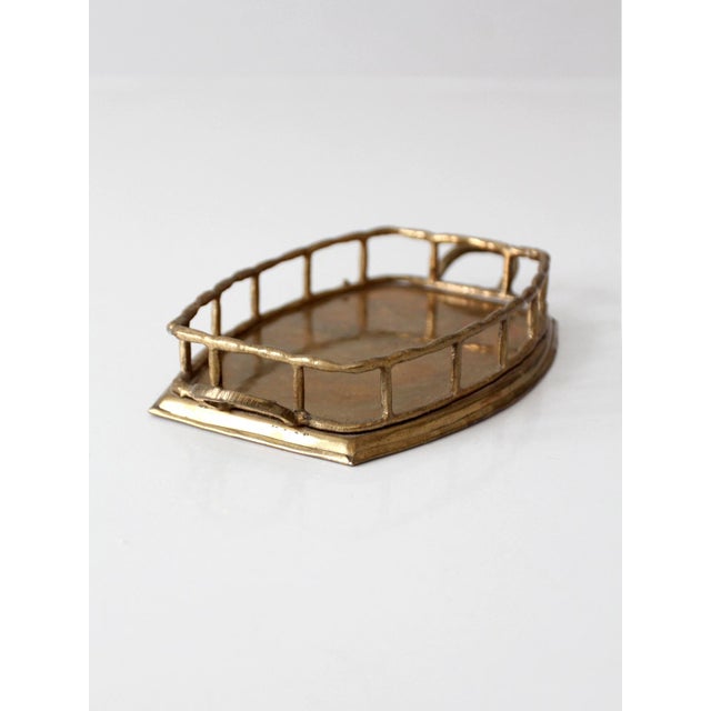 Mid-Century Modern Mid-Century Hollywood Regency Brass Gallery Tray For Sale - Image 3 of 10