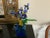 1930s French Beaded Iris Flower Bouquet in Blue Glass Vase For Sale - Image 13 of 13