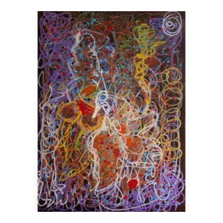 The Swan — Abstract Expressionist Painting, Oil Markers and Acrylics on Cardboard, 24 × 18 In For Sale