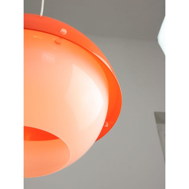 Plastic Italian Space Age Orange Acrylic Glass and Brass Pendant Lamp, 1970s For Sale - Image 7 of 16
