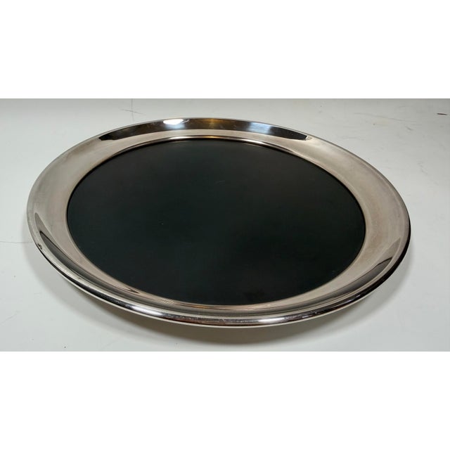 1960s Vintage Mid-Century Modern Silver Plated Gorham Round Service Bar Tray For Sale - Image 5 of 12