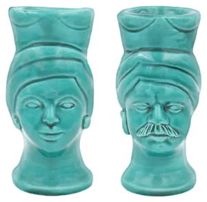 Griffin & Mata Turquoise of Calamosche from Crita Ceramiche, Set of 2