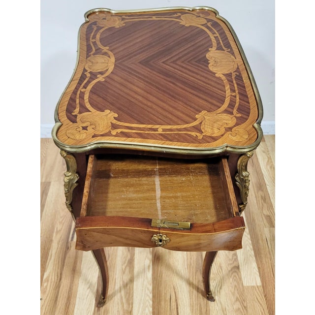 Antique French Louis XV Inlaid & Bronze Mounted Diminutive Writing Lady's Desk For Sale - Image 15 of 18