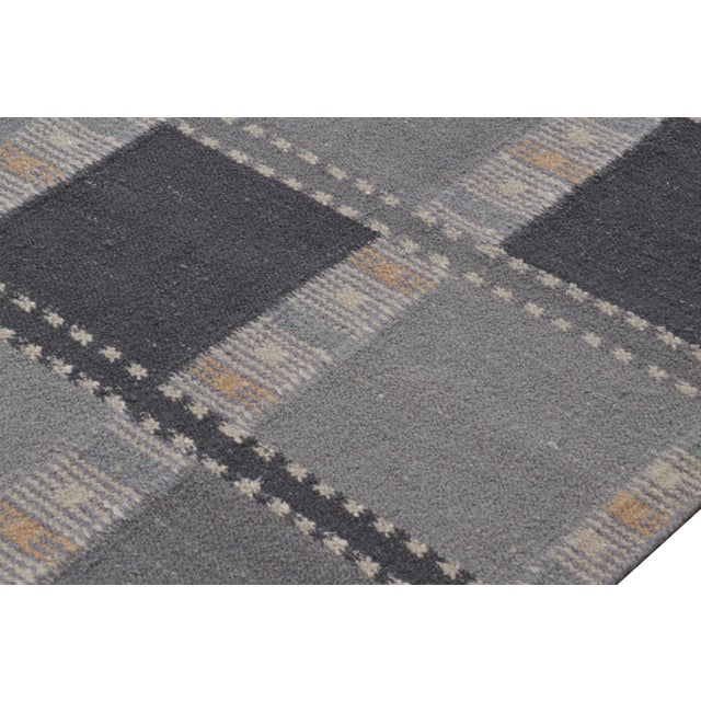 Rug & Kilim’s Scandinavian Style Rug in Gray Tones With Geometric Patterns For Sale In New York - Image 6 of 7