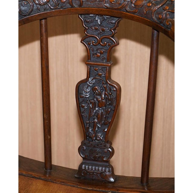 Set of Anglo Chinese Hand Carved Savonarola Armchairs, 1900s For Sale - Image 18 of 18