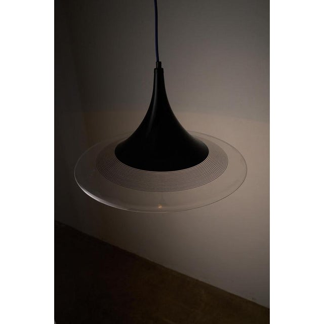 Black and Clear Acrylic Trumpet Pendant, 1980s For Sale - Image 6 of 10