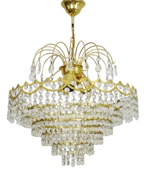 Chandelier in Brass Crown Ceiling Light, 6 Floors, 3 Lights, 1980s