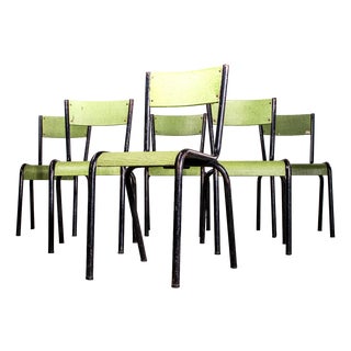 Green Woven Laminate 510 Dining Chair from Mullca, 1950s, Set of 6 For Sale