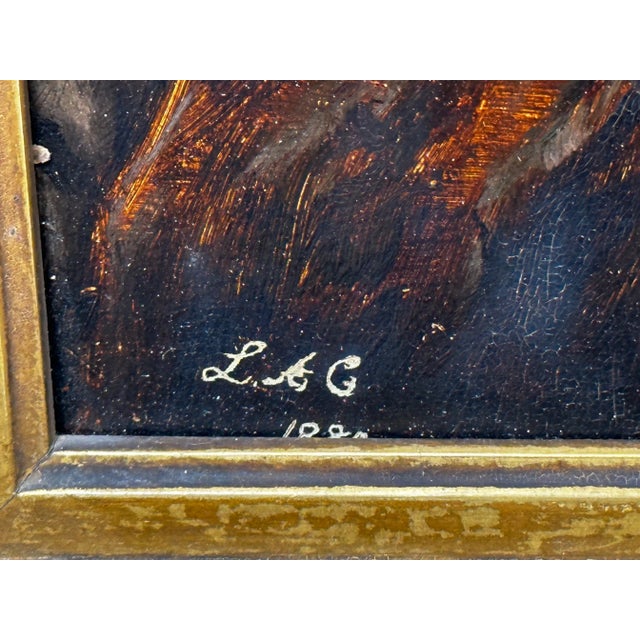 19th Century Oil Painting Wild Stag Male Deer Scottish Highlands Wading Loch Lomond Dated 1880 For Sale - Image 11 of 12