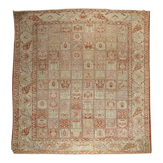 Early 20th Century Square Garden Box Persian Bakhtiari Rug - 13'1" x 15'2" For Sale