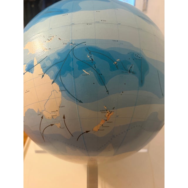 Vintage 1998 Munich Re 'Globe of Natural Hazards' on Lucite Scale Stand - Rare Insurance Cartography Curio For Sale - Image 4 of 7
