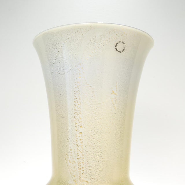 Yellow Large Venini Gold and Blue Laguna Glass Vase by Tomaso Buzzi For Sale - Image 8 of 13