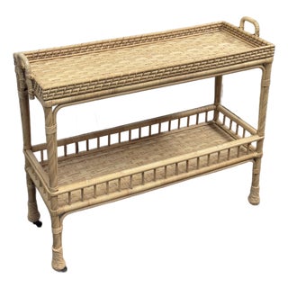Serena & Lily South Seas Rattan Bar Cart, Natural For Sale