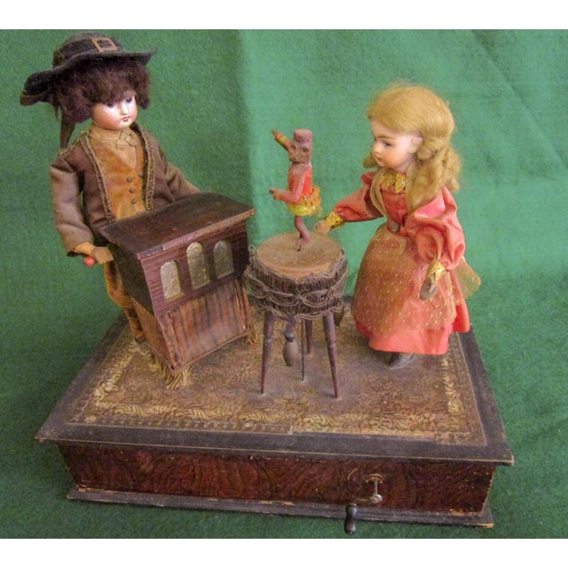 Automaton German Zinner & Sohn Musical Toy W Children & Organ Grinder Monkey For Sale In Savannah - Image 6 of 16