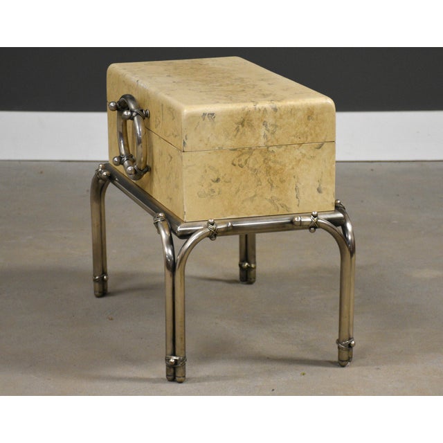 Mid-Century Modern 1960s Faux Burl Karl Springer Style Chest For Sale - Image 3 of 12