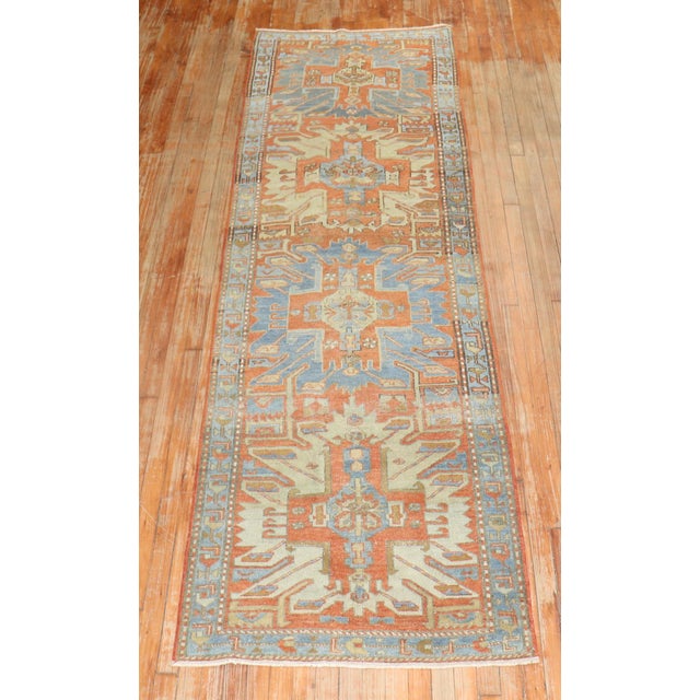 Antique Zabihi Collection Persian Heriz Runner For Sale - Image 4 of 12